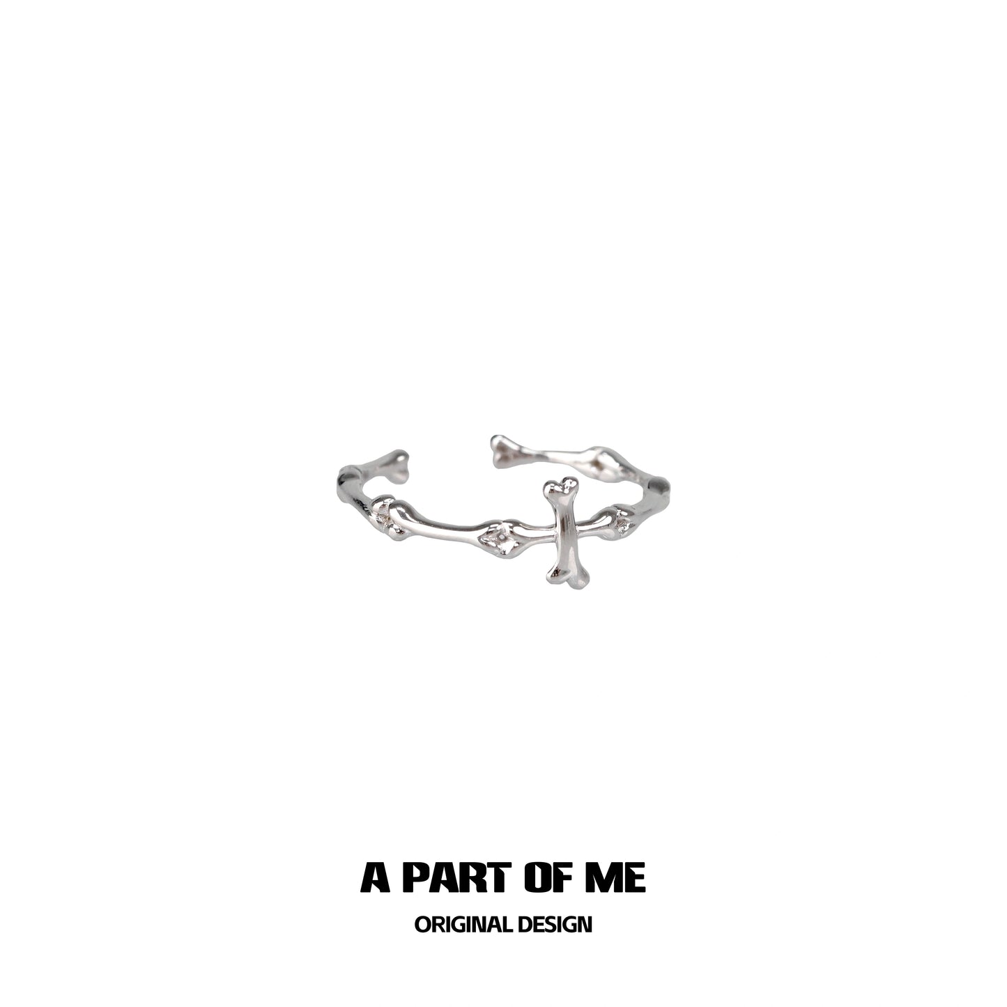 Abstract Bone Layered Silver Ring