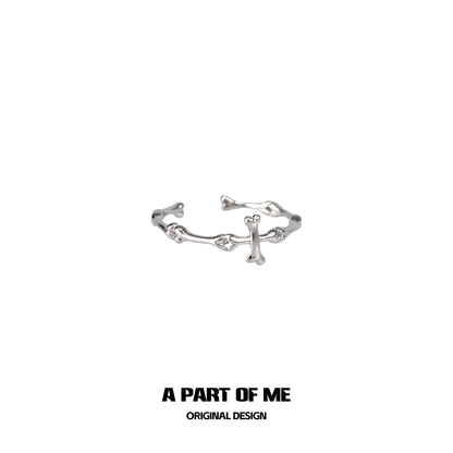 Abstract Bone Layered Silver Ring