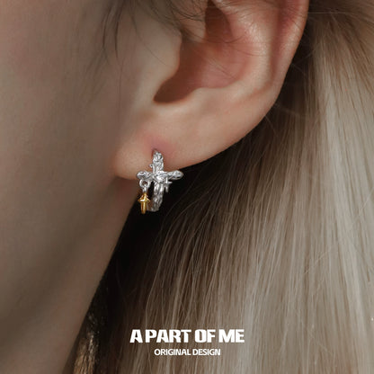 Luminous Cross Silver Earrings