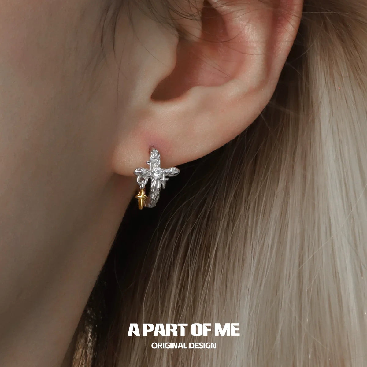Luminous Cross Silver Earrings