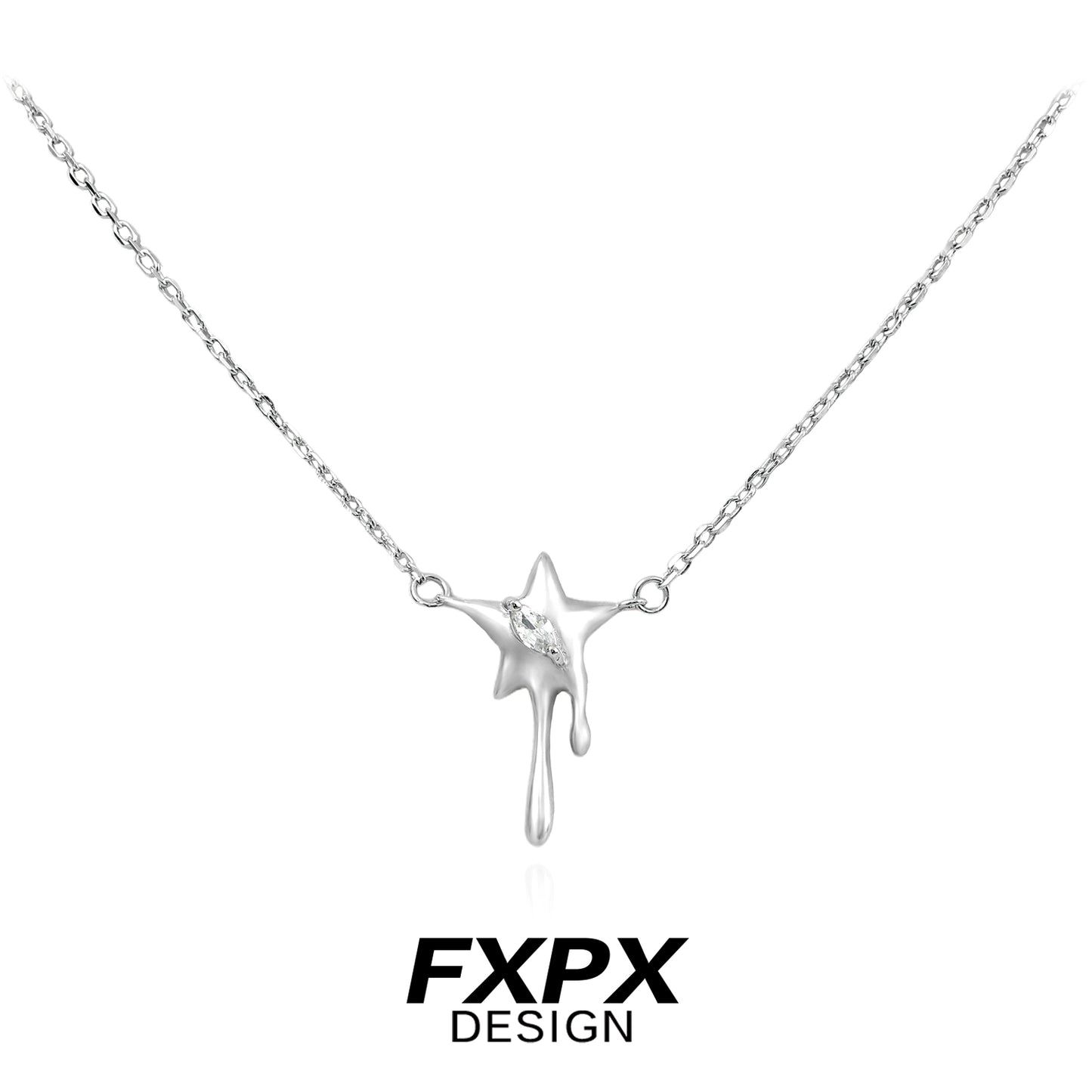 Moon Melted Star Silver Necklace
