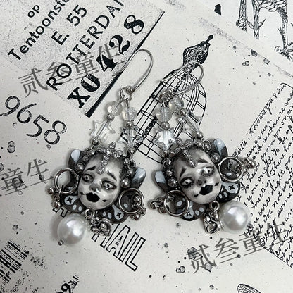 Earrings & Ear Cuffs-Two Three Children's Original Handmade Dark Niche High Sense Spice Girl Cold Wind Punk Dark Doll Earrings Earrings
