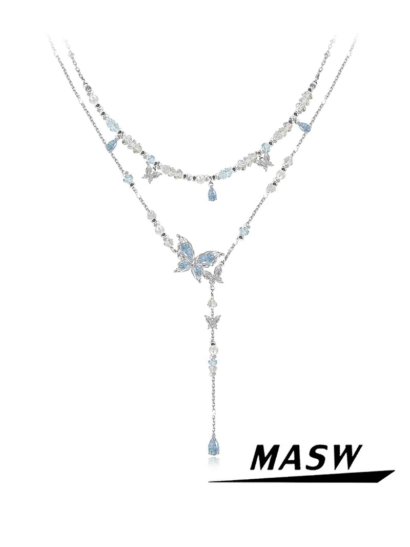 Crushed Butterfly Clavicle Necklace
