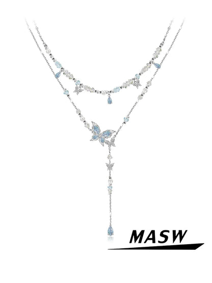Crushed Butterfly Clavicle Necklace