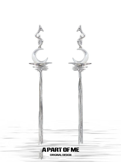 Frosted Moon Fringe Earrings