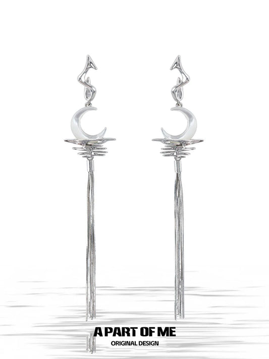 Frosted Moon Fringe Earrings