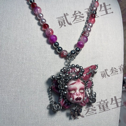 Necklaces-Ersan Tongsheng Original Handmade Necklace Spice Girl Sweet Cool Futuristic Subculture Niche High-end Light Luxury Heavy Industry Tide