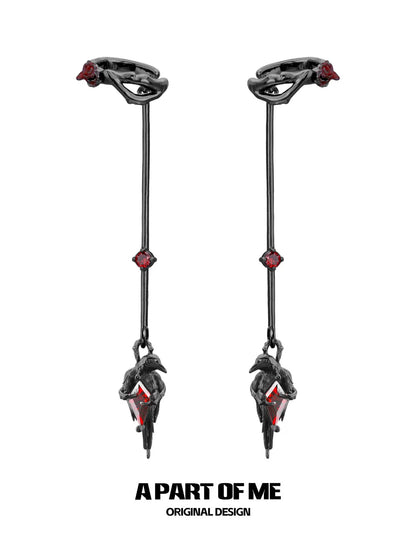 Raven Gem Ear Clips