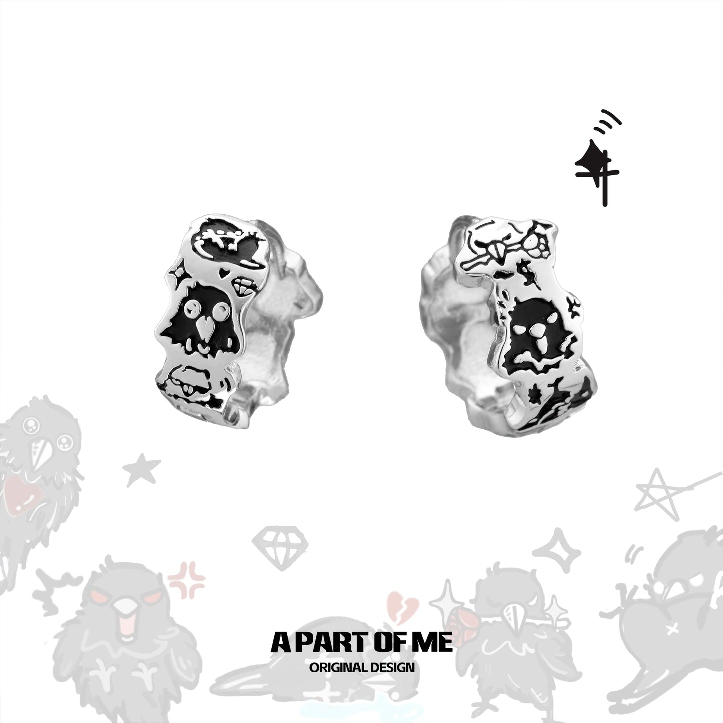 Cool Hand-Painted Crow Earrings