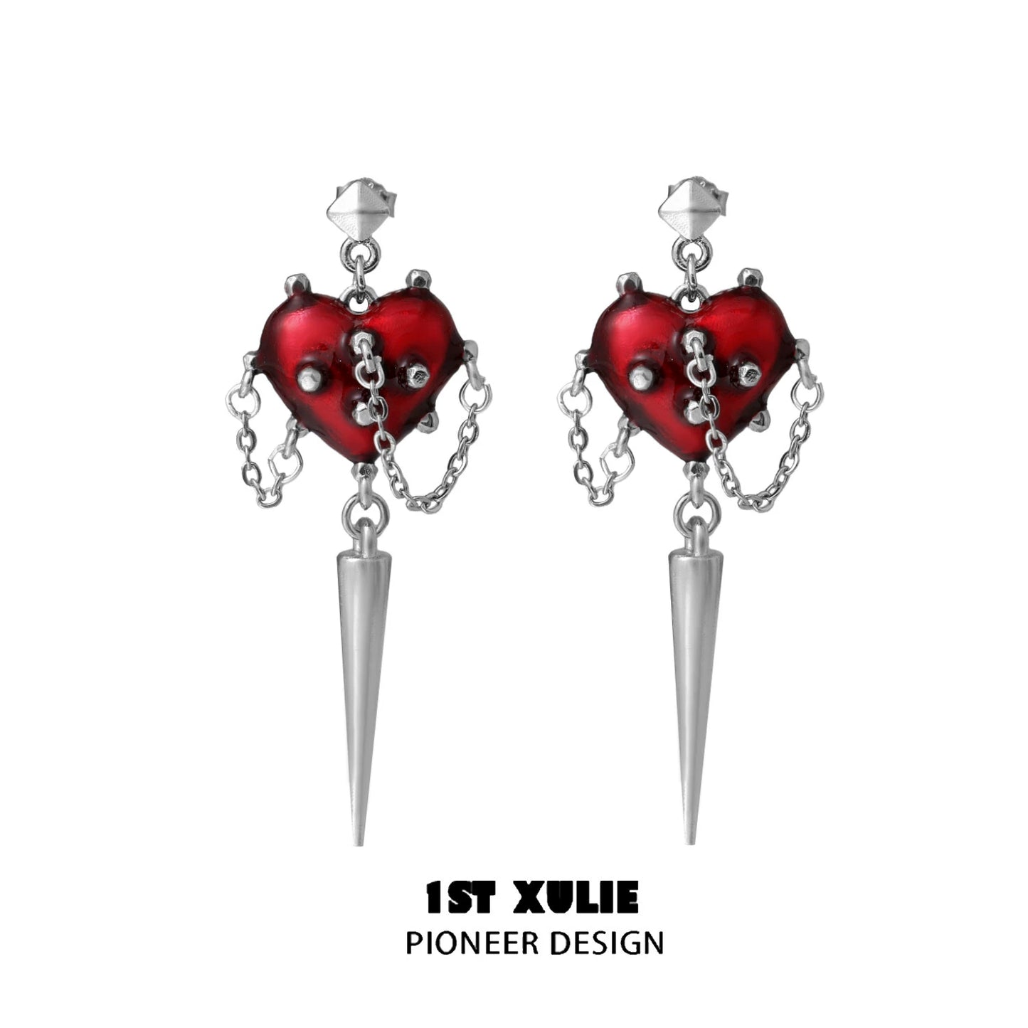 Gothic Wicked Romance Heart Earrings