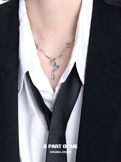 Slytherin Green Serpent Coil Necklace