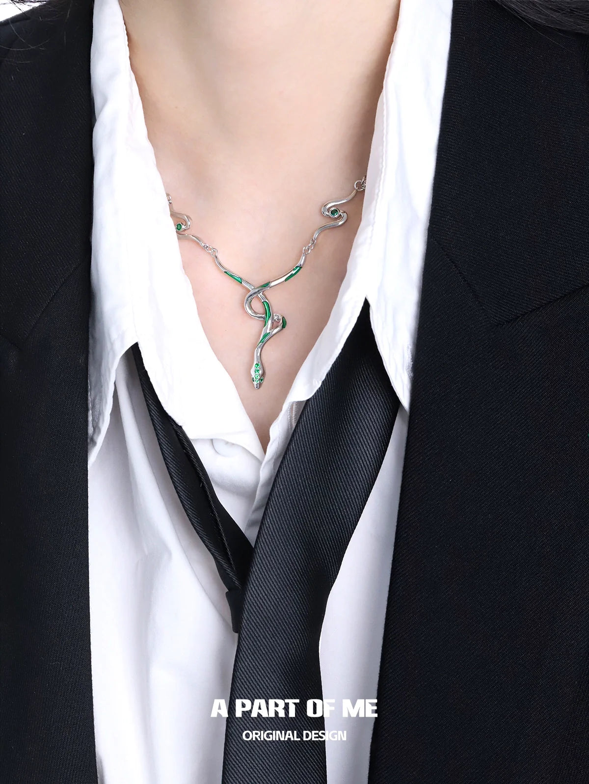 Slytherin Green Serpent Coil Necklace