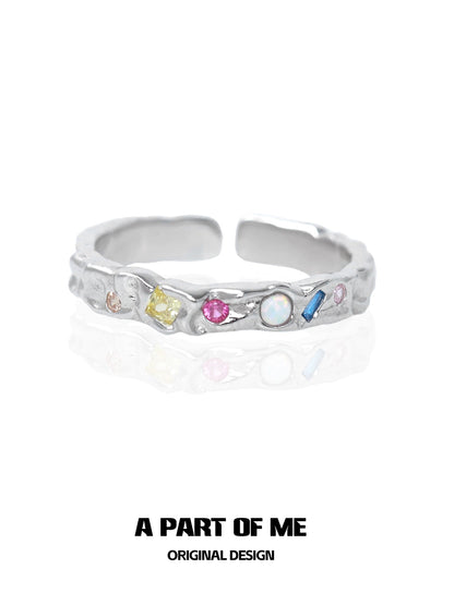 Colorful Moonstone Lucky Ring