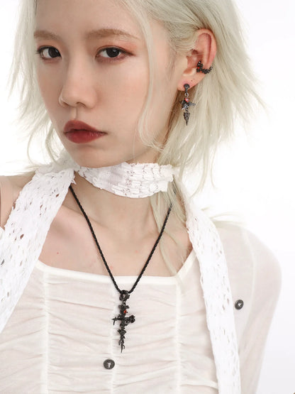 Thorned Rose Sword Necklace
