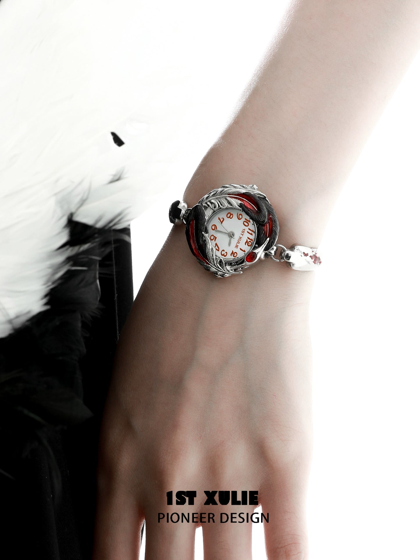 Gothic Bloody Feather Industrial Bracelet