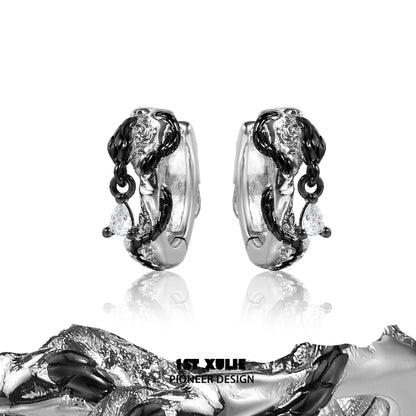 Gothic Black Rattlesnake Earrings