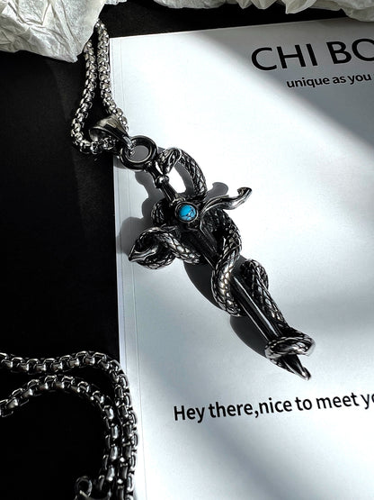 "Snake Wrap" Cross Necklace