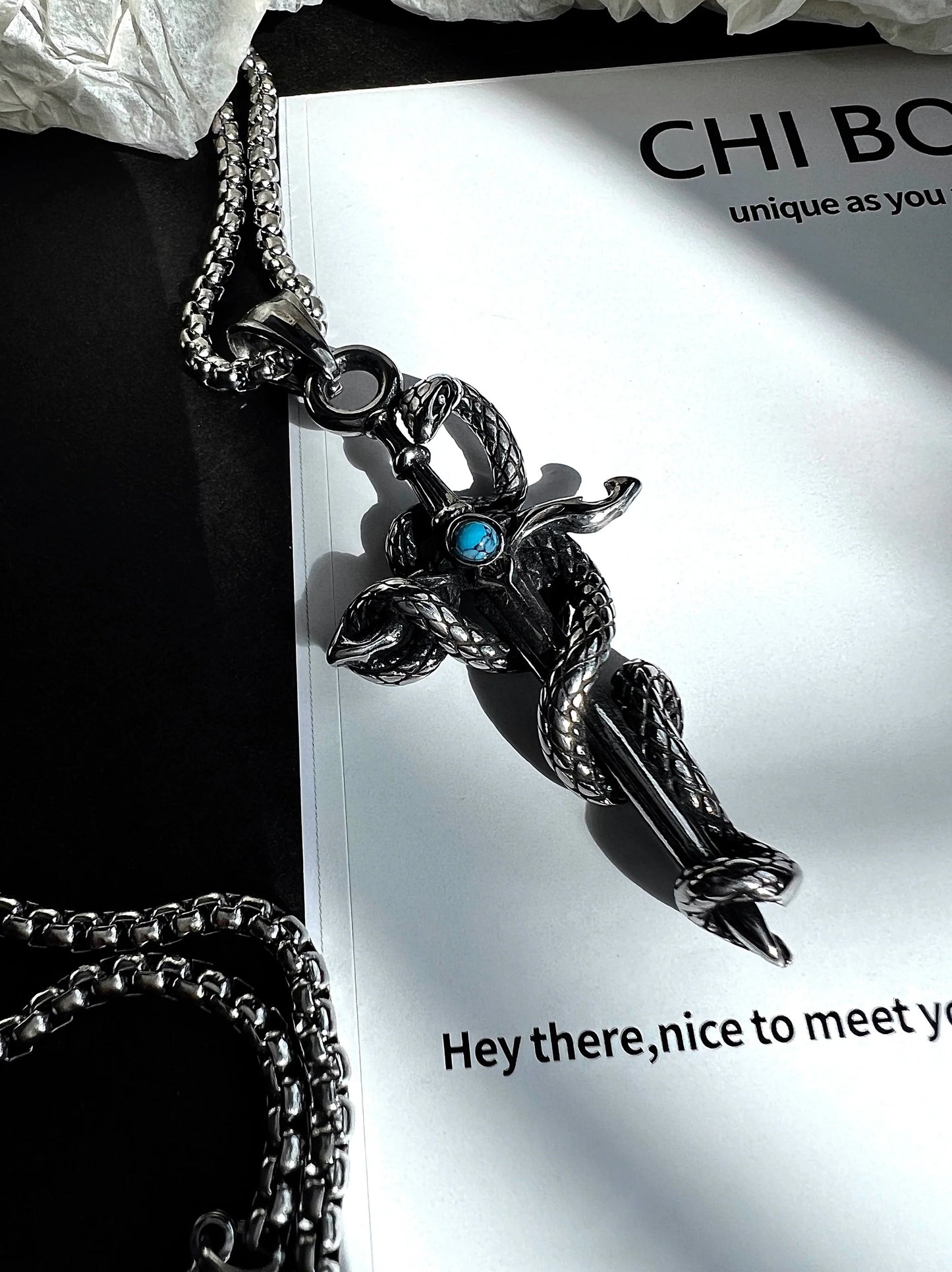 "Snake Wrap" Cross Necklace