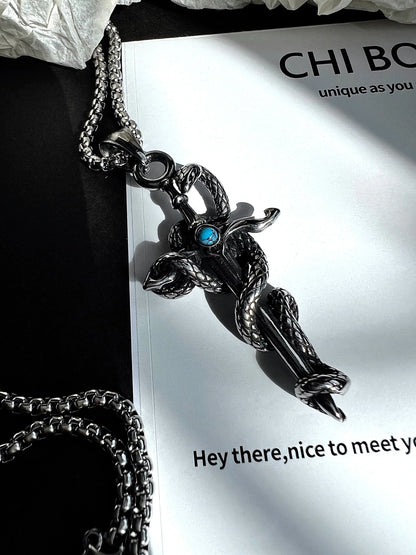 "Snake Wrap" Cross Necklace