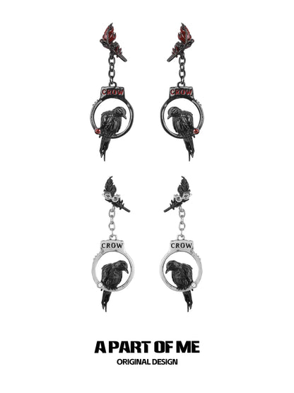 Gothic Crow Handcuff Earrings