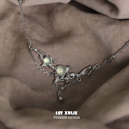 Summer Green Gem Silver Necklace