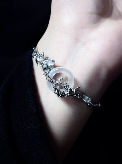 "Snow Mist Butterfly Valley" Agate Bracelet