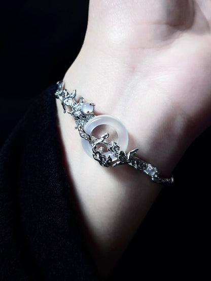 "Snow Mist Butterfly Valley" Agate Bracelet