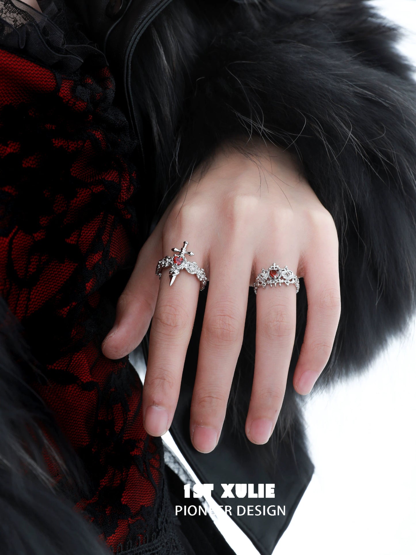 Gothic Taboo Rose Couple Rings