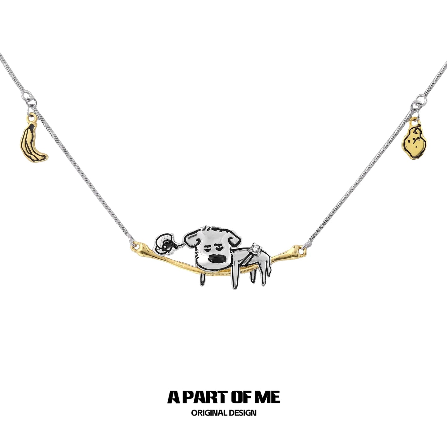 Sleepy Puppy Bone Necklace