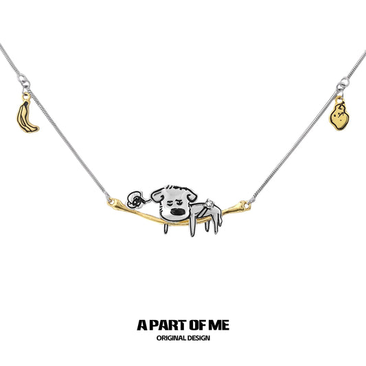 Sleepy Puppy Bone Necklace