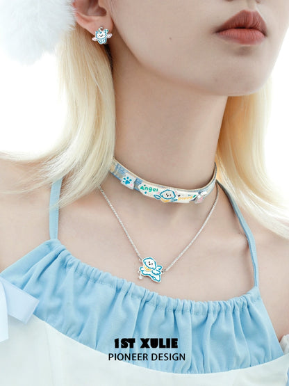 Cute Angel Cat Puppy Necklace