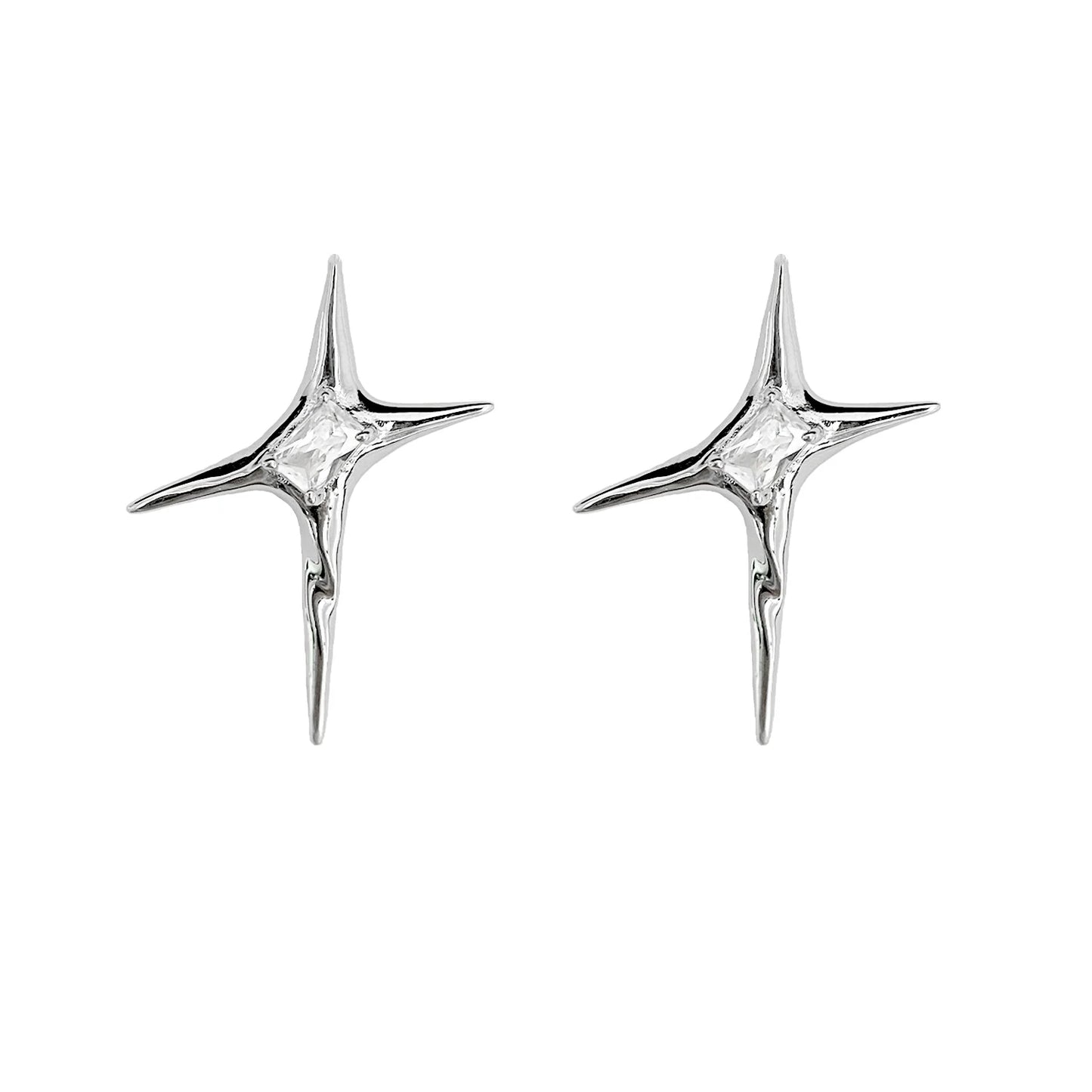 Metallic Quadrangle Punk Earrings