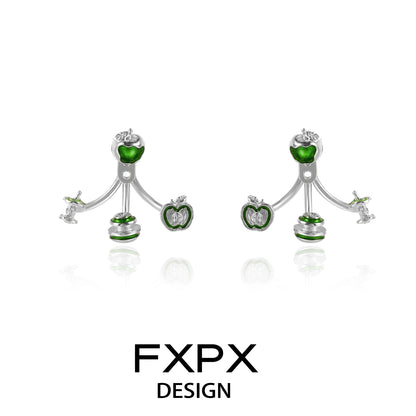 Sweet Apple Cool Silver Earrings