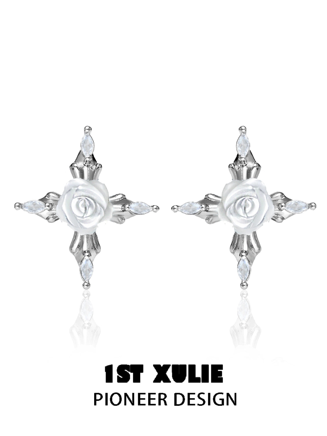 Sacred Rose Belief Cross Earrings