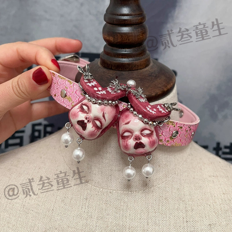 Choker-Two Three Tongsheng Original Doll Necklace Female Dark Niche Hottie Premium Sense Choker Clavicle Chain Sweet Cool Soft Girl