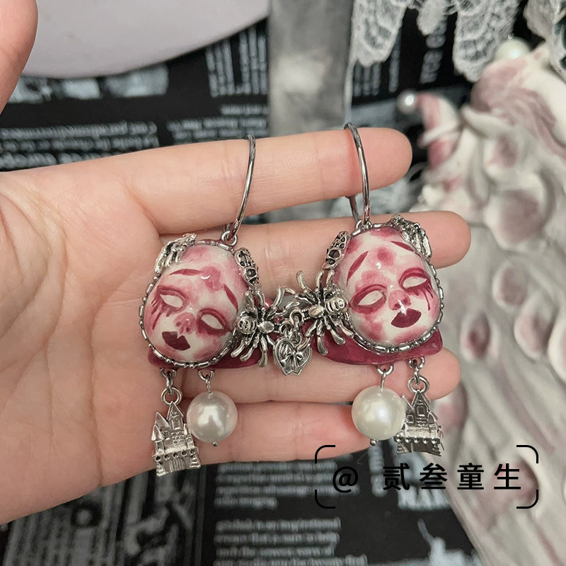 Earrings & Ear Cuffs-Ersan Tongsheng Original Handmade Dark Wind Niche Design High Sense Punk Rock Cute Sweet Spicy Doll Earrings