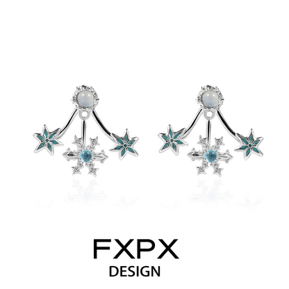 Frosted Snowflake Agate Stud Earrings