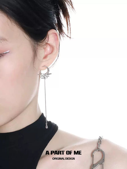 Diamond Fringe Moon Earrings