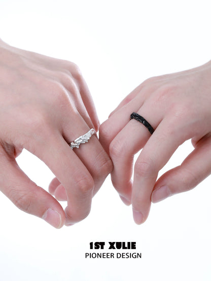 Y2K Day & Night Couple Silver Ring
