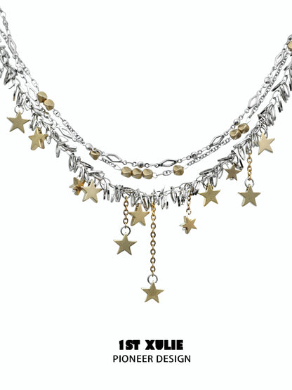 Gold Stellar Tassel Clavicle Chain