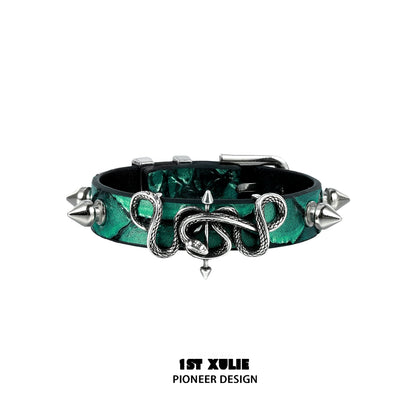 Gothic Dark Venomous Snake Studded Bracelet