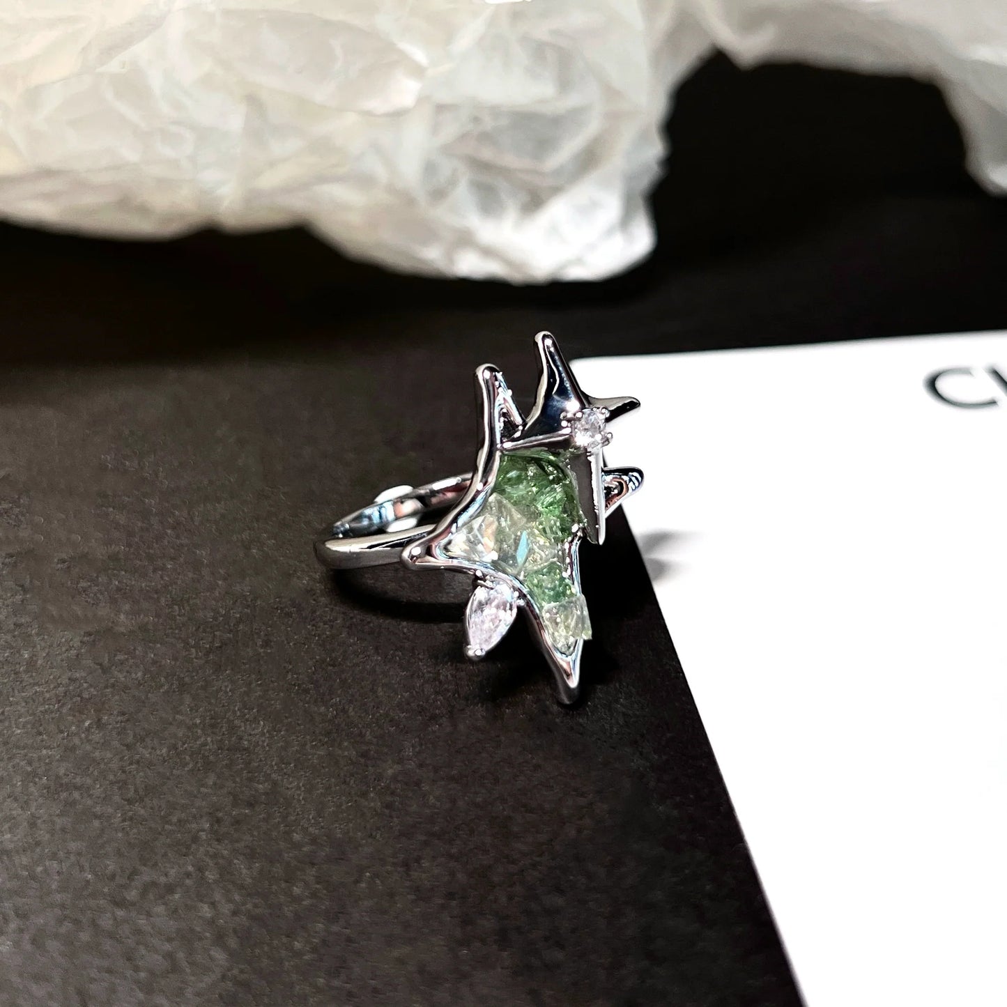 "Green Gemini" Zircon Ring