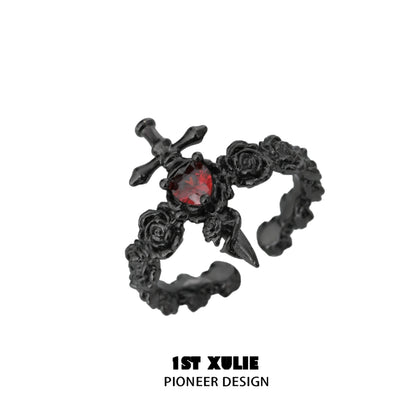 Gothic Taboo Rose Couple Rings