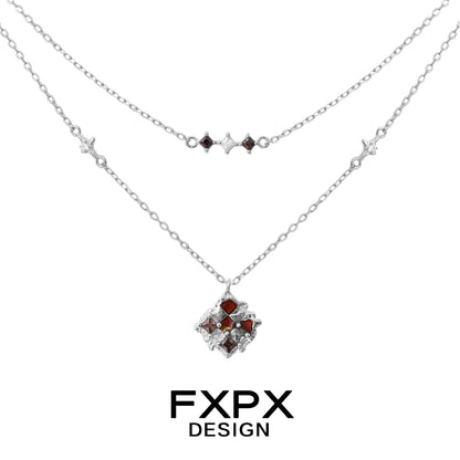 Brown Plaid Punk Necklace