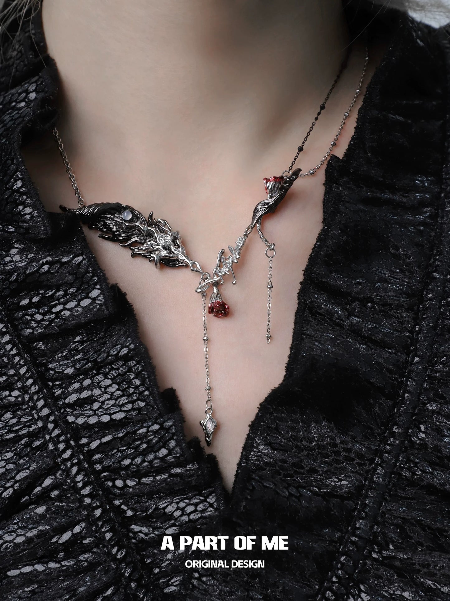 Dark Feather Rose Ring