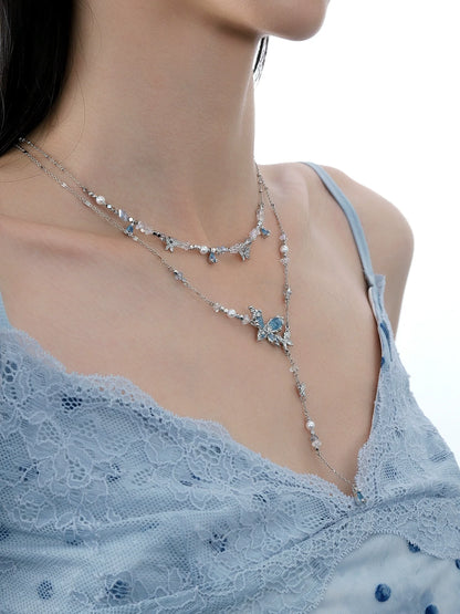Crushed Butterfly Clavicle Necklace