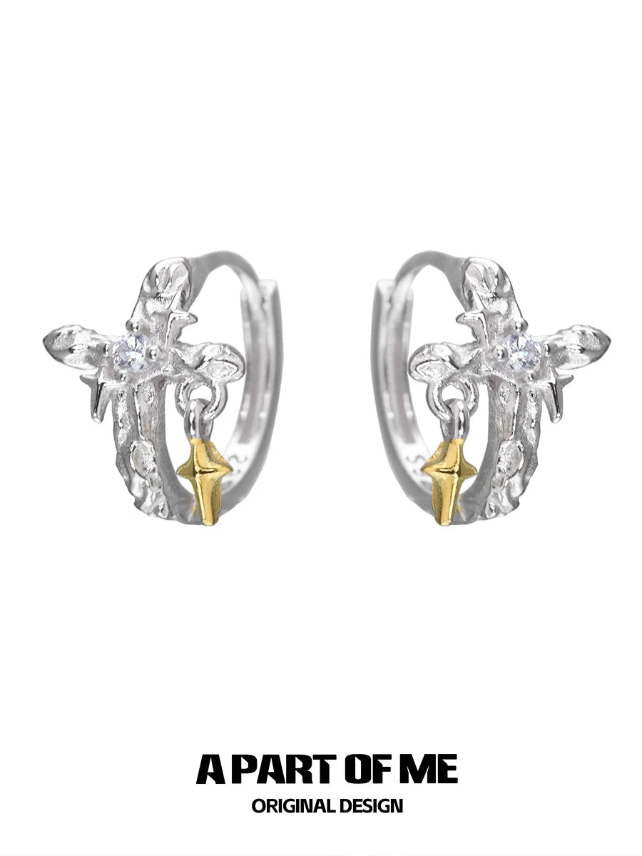 Luminous Cross Silver Earrings