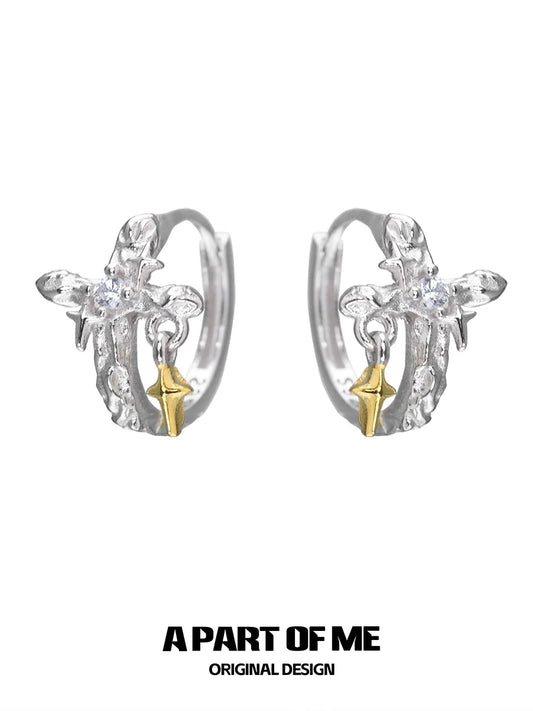 Luminous Cross Silver Earrings