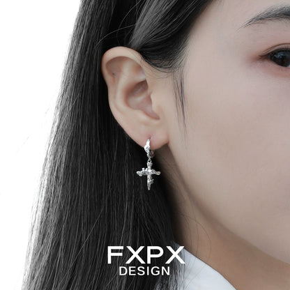 Y2K Cold Frosted Cross Earrings