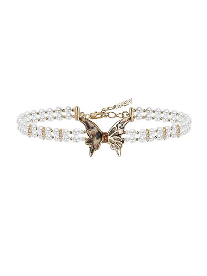 Leopard Butterfly Beaded Choker